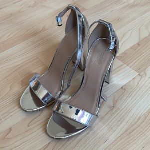 metallic silver heels